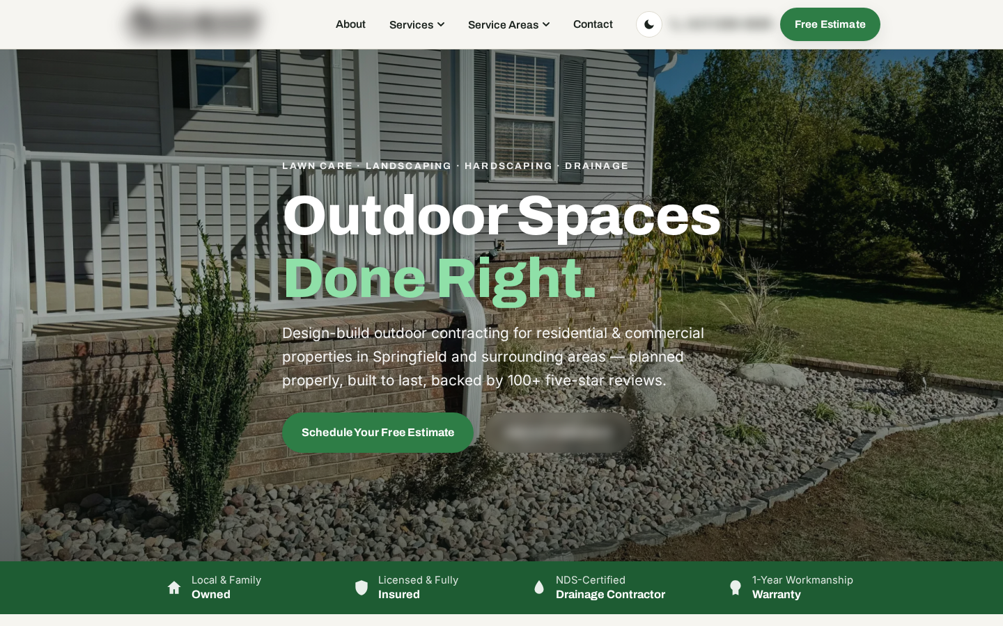 Contractor website homepage